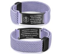 Bracciale Allerta Medico Personalizzabile Uomo Donna Bracciale ID Medico Nylon Inciso Testo Braccialetto per Emergenza Sport Sonno Regalo per Mamma Papà Nonno Nonna (viola)