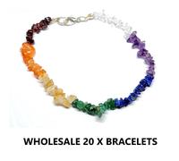 Bracciale all'ingrosso 7 Chakra x 20 lotto - Chip di pietre preziose di...