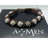 BRACCIALE AMEN MEDAGLIETTE IMMAGINI SACRE ,CORDA INTRECCIATA MARRONE,REGOLABILE
