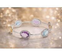 Bracciale Ametista Citrino Blu Topazio Halo Fine S925 Argento Sterling