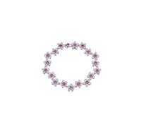 Bracciale Amicizia Bracciale Donna Fiore 1,8 ct Rubino Artificiale e Moissanite Oro Bianco, Oro bianco 9 K, Rubino artificiale