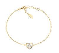 Amen Bracciale Cuore in Argento Dorato con Zirconi