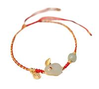 Bracciale, Amuleto di fiori pesco for amore, braccialetto intrecciato, denaro, prosperità, coniglio(Rabbit)