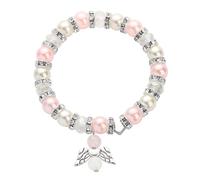 Bracciale Angelo Custode per Bambine, Braccialetto Elastico con Perle e Sacchetto in Tessuto, Braccialetti Angelo Regalo per Battesimo, Portafortuna Regalo per la Comunione