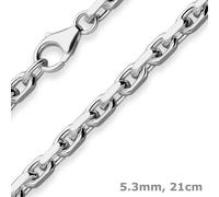 Bracciale Ankerkette diamantata In Argento 925 Rodinato 21 cm 5,3 mm Uomo