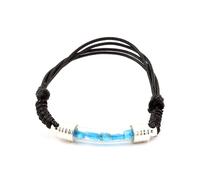 Bracciale Apatite Blu Neon Grezzo. Colore Nero.