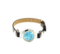 Bracciale Apatite Blu Neon Grezzo Modello Orologio 25 Mm. Colore Nero.