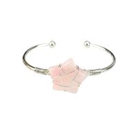 Bracciale aperto a forma di stella a cinque punte in cristallo naturale di pietra di tigre, caricato a mano, for guarigione spirituale e stile(Rose Quartz)