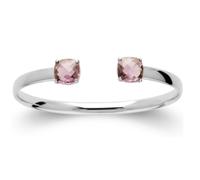 Bracciale Aperto In Argento Massiccio 925/1000 Con Pietra Rosa Rhodiato