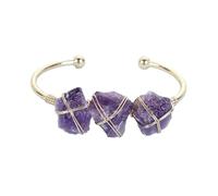 Bracciale aperto intrecciato a mano in pietra grezza di cristallo rosa ametista naturale for donna(Amethyst)