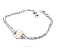 bracciale argento 925 bottone doppia catena regolabile oro rosa giallo rodio