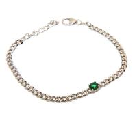 Bracciale argento 925 grumetta con zircone verde smeraldo tennis donna ragazza