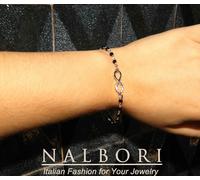 bracciale argento 925 infinito cristallo nero intrecciato regolabile uomo donna