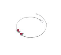 Bracciale Argento,Bracciali in Argento da Donna S925 Argento Asimmetrico Ciondolo Anguria Braccialetto Braccialetto Regolabile Chiusura A Moschettone Braccialetto A Catena Gioielli Regali per Le Don