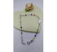 Bracciale argento donna ROSARIO MADONNA CROCE GRANI MULTICOLOUR CM 18-20