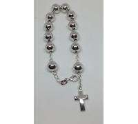 BRACCIALE ARGENTO ROSARIO SFERE CROCE RODIATO MM 8 MM 10 EXPLOIT