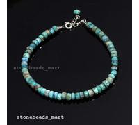 Bracciale Arizona turchese pietra preziosa naturale fatta a mano 4-5 mm...