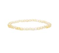 Bracciale artigianale con perle da 4mm - Perle di pietra naturale per yoga, mala e stile boho - Bracciale elastico per donna e uomo (Quarzo Rutilato Giallo)