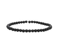 Bracciale artigianale con perle da 4mm - Perle di pietra naturale per yoga, mala e stile boho - Bracciale elastico per donna e uomo (Agata Nera)