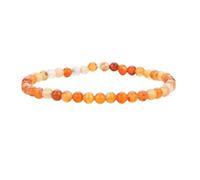 Bracciale artigianale con perle da 4mm - Perle di pietra naturale per yoga, mala e stile boho - Bracciale elastico per donna e uomo (Corniola)