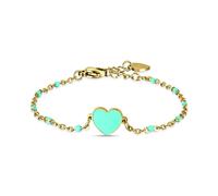 Bracciale Bambina Acciaio ip gold con cuore con smalto turchese Oro Luca Barra J