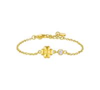Bracciale Bambina Luca Barra JB245 In Acciaio Dorato Con Quadrifoglio E Cristall