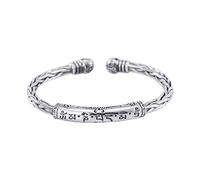 Bracciale Bangle regolabile in argento sterling, Braccialetti con decorazioni di moda, Bracciale in argento sterling 925 Bracciale rigido con amuleto aperto regolabile con rune intrecciate artigianali