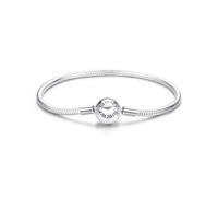 Bracciale base a catena serpentina, bracciale in argento sterling 925 per le donne, compatibile con la maggior parte delle perline di fascino (19cm)