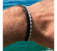 Bracciale Bianco e Nero corda cuoio intrecciato braccialetto uomo juve juventus