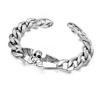 BRACCIALE BIKER TESCHIO ALATO IN ACCIAIO INOSSIDABILE