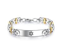 Bracciale bizantino in acciaio inossidabile con stella ebraica Mogen David con nome ebraico di Dio, amuleto bizantino, protezione spirituale, stella ebraica di David Yhvh, Kabalah, gioielli per uomini