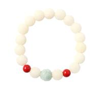 Bracciale Bodhi , Braccialetto di perline di preghiera buddista, braccialetto di perline, perline di preghiera, rosario di perline di Bodhi Buddha di radice di giada bianca con cordino a mano(Jade)