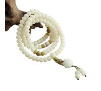 Bracciale Bodhi Root in giada bianca - Collana con 108 perle di pietre preziose naturali for meditazione e spiritualità(Resincolorful)