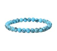 Bracciale bohémien con singolo cerchio blu turchese - Gioielli con perline fatti a mano for donna(Blue_B1744-6mm)