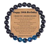 Bracciale Boho, bracciale da uomo a cerchio nero, blu, bracciale da uomo, occhio di tigre, 8 mm, 30 anni, braccialetti con perle, regalo di compleanno, donna, 1 pz
