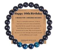 Bracciale Boho, bracciale da uomo a cerchio nero, blu, bracciale da uomo, occhio di tigre, 8 mm, 30 anni, braccialetti con perle, regalo di compleanno, donna, 1 pz