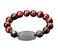Bracciale, Bracciale con perline di cristallo da 10/12 mm for donna Uomo in agata rossa Cristallo Reiki Quarzo Chakra Amuleto Ricchezza Buona fortuna, Agata 10(12mm Red Tiger Eye)