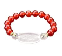 Bracciale, Bracciale con perline di cristallo da 10/12 mm for donna Uomo in agata rossa Cristallo Reiki Quarzo Chakra Amuleto Ricchezza Buona fortuna, Agata 10(10mm Red Agate)