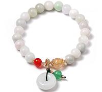 Bracciale, Bracciale con pietre preziose naturali, bracciale in giada smeraldo, perline da 8 mm for donna, fibbia/ciondolo a ciambella, cristallo Reiki Chakra(Jade)