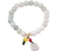 Bracciale, Bracciale con pietre preziose naturali smeraldo e giada cristalli da 8 mm for donna Ciondolo a foglia amuleto fortunato Attira ricchezza Fortuna(Jade)
