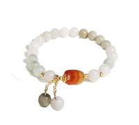 Bracciale, Bracciale di ricchezza in agata bianca Amuleto cristallo Ricchezza fortunata allontana gli spiriti maligni talismano for prosperità Denaro Buona fortuna,Rosso(Red)