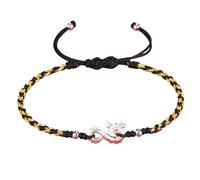 Bracciale, Bracciale Drago Bracciale Drago in Argento Puro Pieno d'oro Cordoncino Rosso Nero Talismano Vintage per Anno del Drago Buon Auspicio Zodiaco Animale Amuleto Prosperità Soldi Fortuna