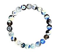 Bracciale - Bracciale Elasticizzato con Perle Tonde - Gioiello In Agata Blu Regolabile Per Coppie Yoga Sport E Attività All'Aperto