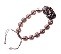 Bracciale, Bracciale energetico in pietra preziosa di ossidiana nera naturale Piyao, braccialetto che allontana gli spiriti maligni for gioielli da donna e uomo, 12 mm(Black-10mm)