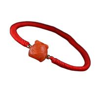 Bracciale, Bracciale in agata rossa Buddha che ride regolabile in cordino rosso anno della tigre Amuleto(Tiger)