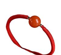 Bracciale, Bracciale in agata rossa Buddha che ride regolabile in cordino rosso anno della tigre Amuleto(Lucky bead)