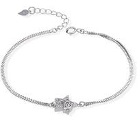 Bracciale, braccialetti d'argento, catena del braccialetto, braccialetto d'argento, braccialetti d'argento for le donne solido 925, braccialetto d'argento for le donne novità semplice zircone stelle b