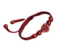 Bracciale, Braccialetto alla caviglia in pietra naturale di cinabro, braccialetto della prosperità e ricchezza, talismano in, in quarzo cristallo, amuleto rosso for soldi buona fortuna(Bracelet)
