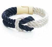 Bracciale braccialetto con corda nautica in cordino da cordoncino bianco blu