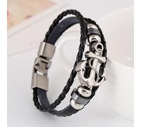 Bracciale Braccialetto da Uomo con Ancora in eco pelle Cuoio Nautica Marinaio